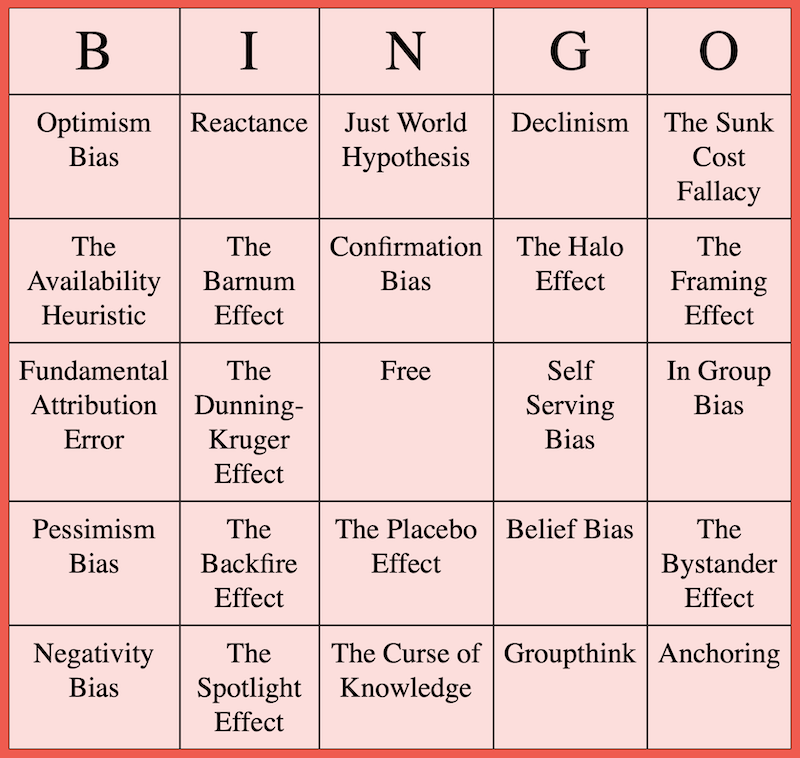 Cognitive Bias Bingo